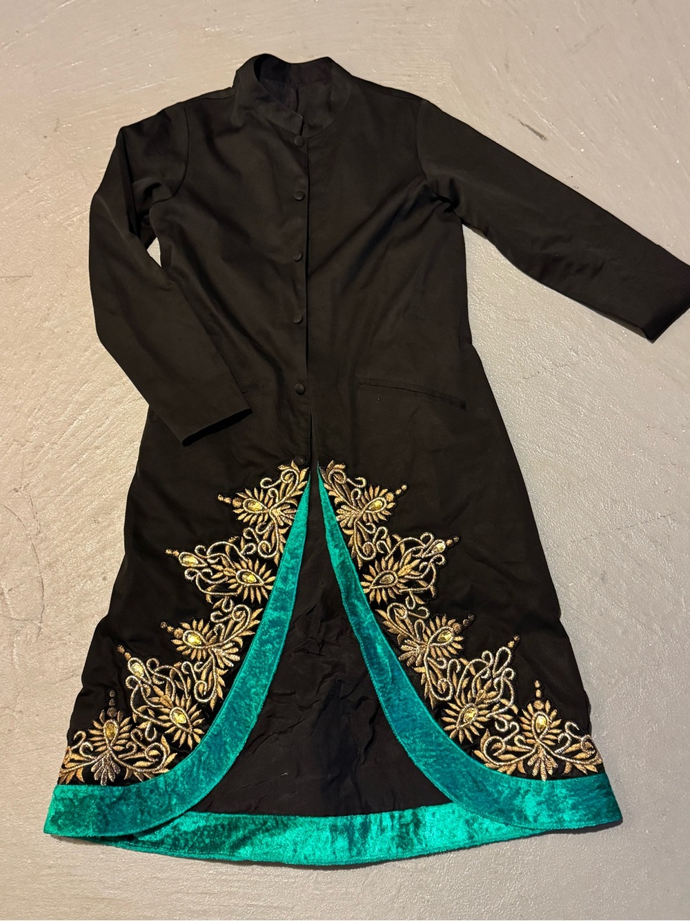 Black & Teal Embroidered Women's Dress